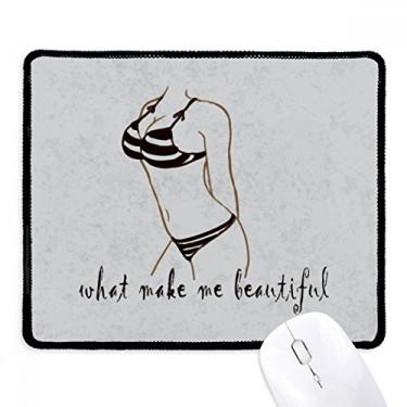 Imagem de Biquíni Beauty Ilustration Mouse pad preto com bordas costuradas Tapete de borracha para jogos