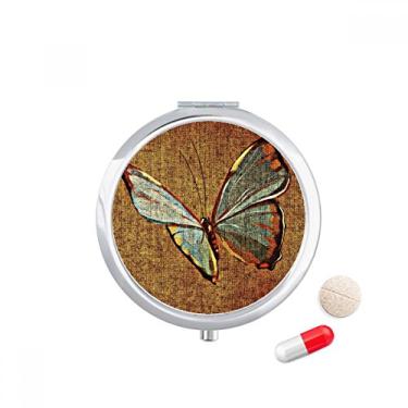 Imagem de Caixa de comprimidos bordada com design tradicional de borboleta de linho, caixa de armazenamento de medicamentos