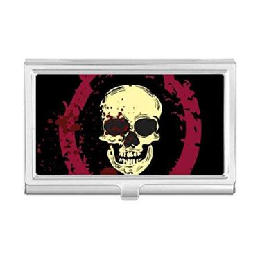 Imagem de Carteira de bolso com compartimento para cartões de visita, Dia das Bruxas, caveira redonda