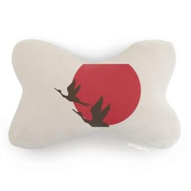 Imagem de DIYthinker Almofada de apoio de cabeça para decoração de pescoço com gansos voadores vermelho japonês
