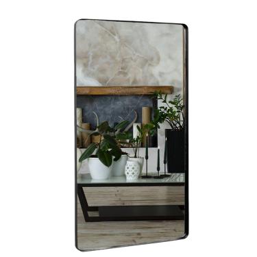 Imagem de Espelho Luxo Retangular Retrô Corpo Inteiro 150X60cm Banheiro Sala Quarto Hall Moldura Preto