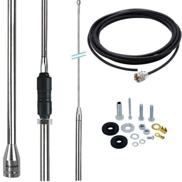 Imagem de Antena Móvel Px Inox Base C/ Prolongador Cromada Argentina Cabo 5,5m Parafusos
