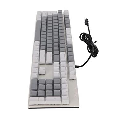 Imagem de Teclado Mecânico de 104 Teclas Com Interruptor Azul, Retroiluminação RGB, USB Com Fio, Teclado para Jogos para Win7/ Win8/ (branco e cinza)