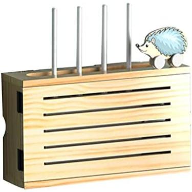 Imagem de Rack De Roteador Sem Fio Montado Na Parede Caixa De Armazenamento Wi-Fi Prateleiras Flutuantes, Faixa De Energia E Gerenciamento De Cabos Hider Rack Box Set-top Box Prateleira-sem Perfurador, Caix