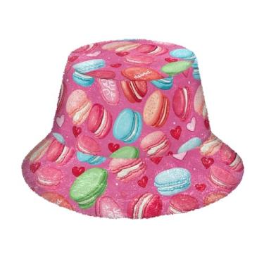 Imagem de CHIFIGNO Chapéu bucket feminino de inverno fofo e felpudo chapéu balde engraçado para homens, Macaroons azuis, rosa, verde, Tamanho Único