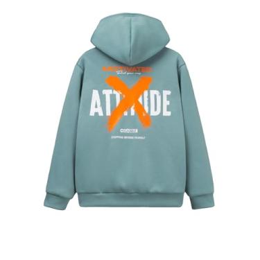 Imagem de Cozyease Moletom com capuz estampado de letras para meninos manga longa casual moda pulôver tops moletons para meninos adolescentes, Verde menta, 9 Anos