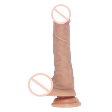 Imagem de Dildo realista adulto profissional - brinquedos sexuais femininos com vibrador forte de impulso - brinquedo sexual anal de estimulação clitórica para mulheres e homens (Sem veias verdes)