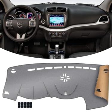 Imagem de KEYOOG Capa de painel de painel adequado para Do-dge Journey 2020-2011 (sem modelos HUD), tapete de painel de carro, tapete antirreflexo, protetor solar antiderrapante (cinza)
