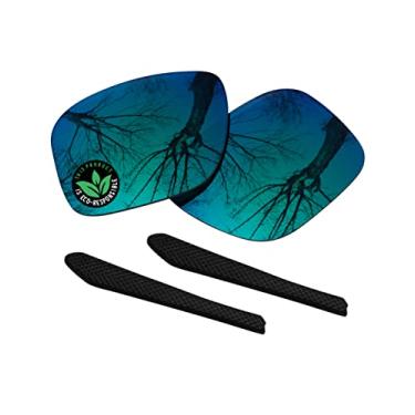 Imagem de Raydi Lentes de reposição de policarbonato e meias auriculares para óculos de sol quadrados Oakley Jupiter Squared OO9135 - verde esmeralda espelhado - polarizado