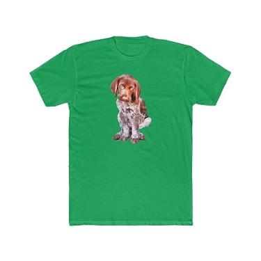 Imagem de Camiseta masculina de algodão com ponteiro alemão de cabelo curto "Benny" da Doggylips, Verde Kelly liso, M