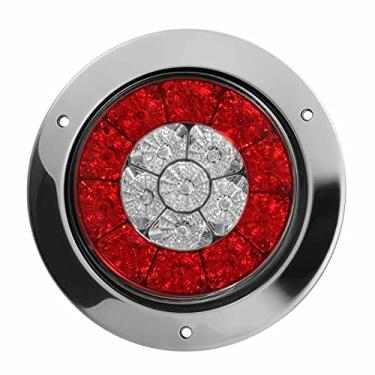 Imagem de Riloer Luz de freio LED redonda para caminhão de carro, 10 x 10 cm, vermelho âmbar, luzes traseiras de LED redondas, pacote com 4 lâmpadas indicadoras de sinal de freio