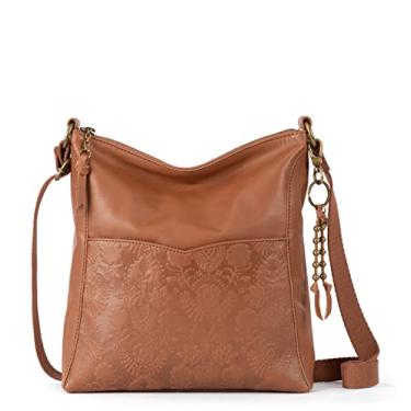 Imagem de The Sak Bolsa tiracolo Lucia em couro, bolsa conversível com alça ajustável, estampa floral de tabaco em relevo, Tabaco floral em relevo, One Size