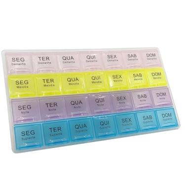 Imagem de Porta Comprimidos Semanal Caixinha de Remédio Organizador de Medicamento Estojo PilBox Diário Cápsulas Smart Manhã Tarde Noite C (Porta comprimidos COM198860C)