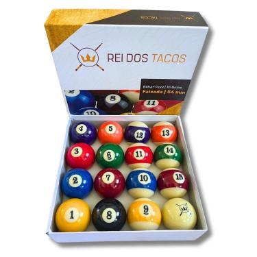 Imagem de Jogo 16 Bolas Bilhar Pool Num Faixadas 54 mm - Rei dos Tacos