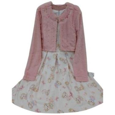 Imagem de Vestido Estampado Bolero Pelo Menina Infantil Paraiso 13226-Feminino