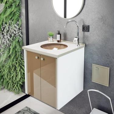 Imagem de Gabinete para Banheiro 42cm Fenix Marmo Branco/Bege