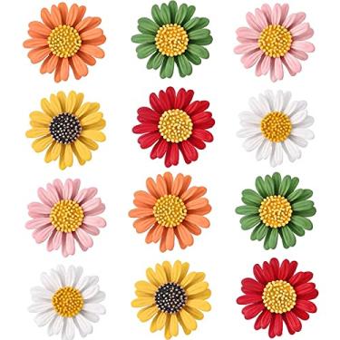 Imagem de DD-life 12 peças de alfinete de lapela de margarida esmaltada flor broche de planta girassol terno lapela broche moderno brilhante para qualquer ocasião especial (6 cores x 2), Metal, Esmalte