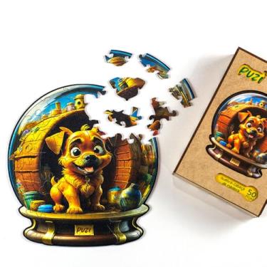 Imagem de Quebra-Cabeça Orbe Cachorro 50 peças de madeira - Puzi