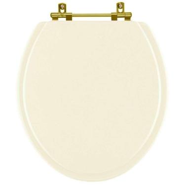 Imagem de Assento Sanitario Poliéster Convencional Universal Oval Bege Claro com Ferragem Dourada