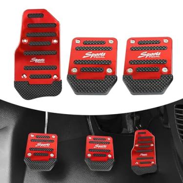 Imagem de Jewkot Kit de pedal de carro de 3 peças, liga antifricção antiderrapante transmissão acelerador pedal de freio capa de pedal de embreagem, acessórios de modificação decorativa, adequado para veículos