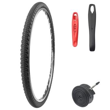 Imagem de WEEROCK Um pacote de pneu 700C para bicicleta de estrada 700 x 42C pneu de bicicleta cascalho com 1 pacote de tubo interno válvula Presta de 48 mm, preto