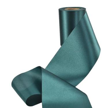Imagem de Fita de cetim de cor sólida, sem rugas, fita de tecido sedoso para cerimônia de corte, faixas, cadeira, mesa, carro, laços, artesanato, costura, decoração de festa de casamento (verde de Natal 10 cm