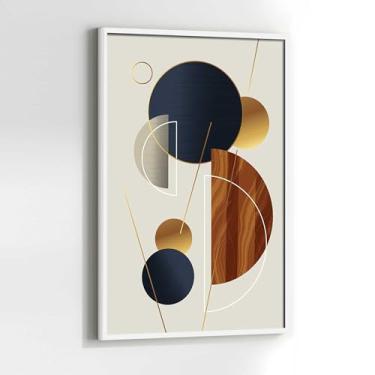 Imagem de Quadro Abstrato Geomêtrico Marrom com Moldura Decorativo 40x60 Sala de jantar Quarto Decoração Vertical Parede