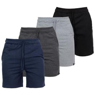 Imagem de Kit 4 Bermudas Moletom Masculina Academia Casual - ALPHY, Preto, Mescl