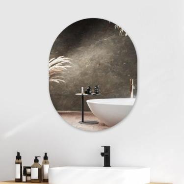 Imagem de Espelho Oval Grande Lapidado Decorativo Moderno Sala Banheiro Quarto -