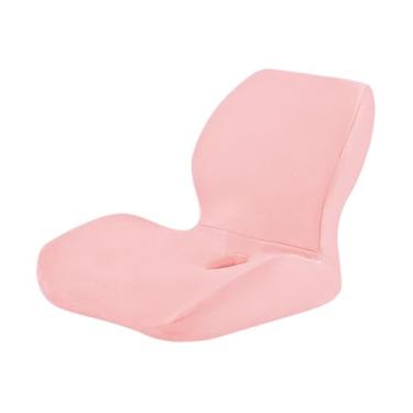 Imagem de shamjina Almofada lombar Almofada de assento de espuma viscoelástica Almofada para cóccix Assento macio Almofada ergonômica para costas de cadeira para, Rosa