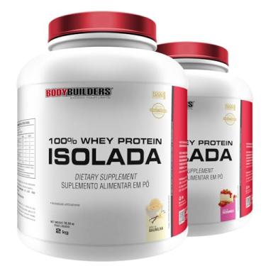 Imagem de Kit 2x Whey Protein 100% Isolada Baunilha e Morango 2kg - Bodybuilders