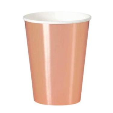 Imagem de Kit 10 Copos 270Ml Descartáveis Papel Para Festa Rosa Gold - Udlandia