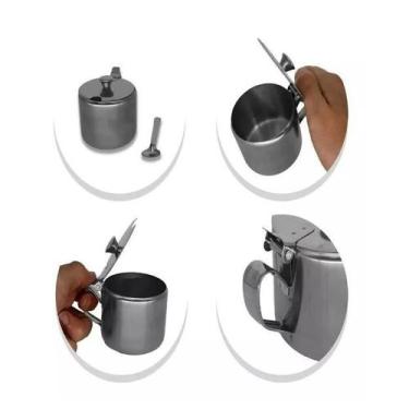 Imagem de Kit 2 Açucareiro Inox c/ Tampa e Colher 250ml Dia a Dia - Zein