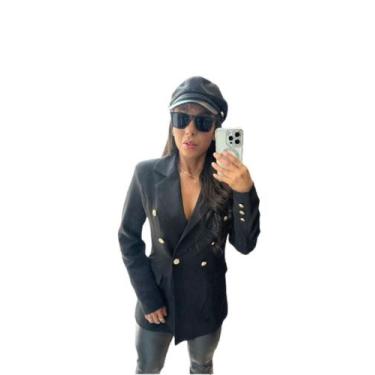Imagem de Blazer Alfaiataria Luxo Moda Elegante Forro ombreira Feminino Botões P