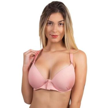 Imagem de Sutiã Plus Size Liso Nadador Bojo Alça Regulável - WLS Modas, Rosê, M,