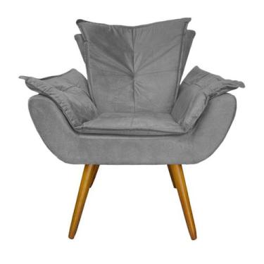 Imagem de Poltrona Decorativa Estofada Pés Palito Para Quarto Closet Apolo Suede