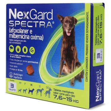 Imagem de Nexgard Spectra Caes M- 7,6 A 15 Kg 3 Tabletes