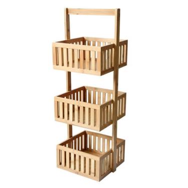 Imagem de Estante ripada de bambu 3 andares - Oikos, U, NATURAL