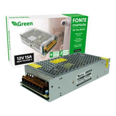 Imagem de Fonte Chaveada 12V 15A 180W Bivolt - Gabinete Metal Colmeia - GREEN, 0