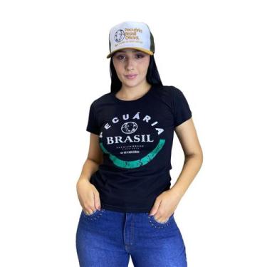 Imagem de Baby Look Feminina Pecuária Brasil Manga Curta com Estampa-Os Vaqueiro