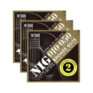 Imagem de Encordoamento Violão Aço Bronze Nig N500 Kit 6 jogos .010 PR2N500L - R