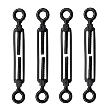 Imagem de Antrader Esticador M6 Olho e Olho, 4 peças M6 304 Aço Inoxidável Olho a Olho Esticador Corda de Arame Resistente, Tensores Pesados para Corrimão de Cabos, Kit de Ferragens de Corda de Arame Preto