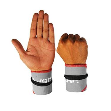 Imagem de WOD Wear Envoltórios de pulso para levantamento de peso, treinamento de força, musculação, treinamento cruzado, halterofilismo olímpico, suporte de ioga - tamanho único (ponto cinza/vermelho)
