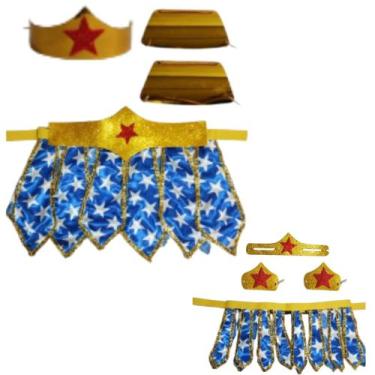 Imagem de Kit mamãe e filha mulher maravilha mãe e filha pingo de gente guerreir