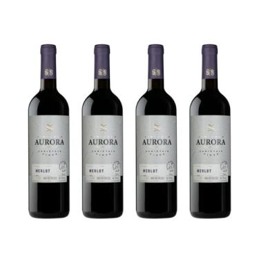 Imagem de Kit 4 Un Vinho Aurora Varietal Merlot 750 ml