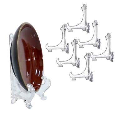 Imagem de Kit 6 Peças Suporte P/ Pratos Acrílico Transparente 17,5cm