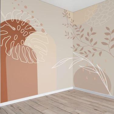 Imagem de Papel de Parede Folhagem Boho Plantas Terroso Folhas 9m² - Quartinhos