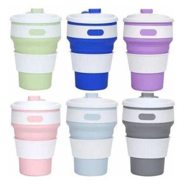 Imagem de 3 Copo Retrátil Silicone 350ml  P/entrega - Não Informada, Azul inform
