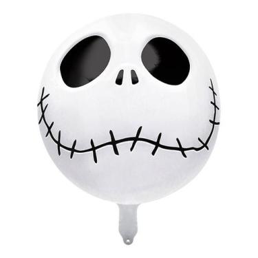 Imagem de Balão de Festa Metalizado 20" 50cm - Redondo Crânio Branco - 1 unidade
