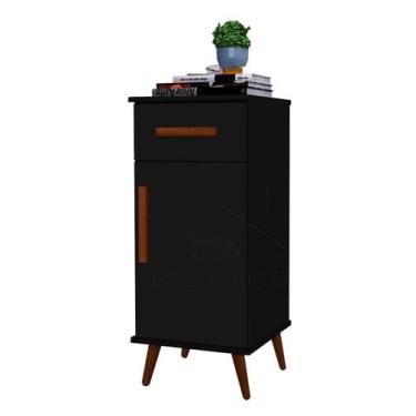 Imagem de Multi Buffet aparador Balcão Bucareste retrô 1 gaveta alto cor Preto f